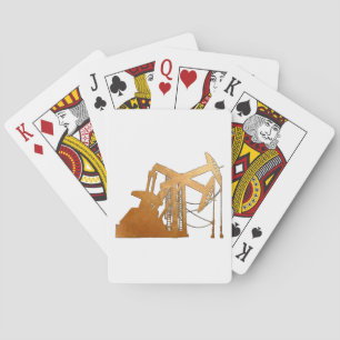Distressed Copper Oil Pumping Unit Design Playing Cards