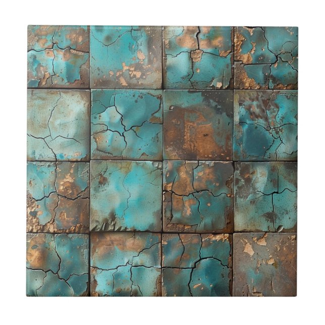 Distressed Copper Patina  Ceramic Tile (Front)