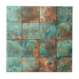 Distressed Copper Patina Ceramic Tile