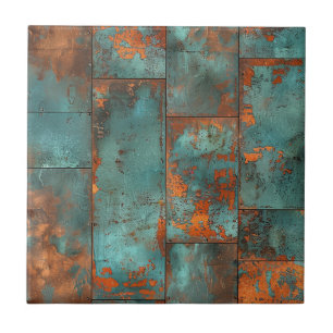 Distressed Copper Patina Tile