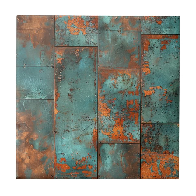 Distressed Copper Patina  Tile (Front)