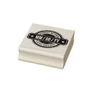 Distressed Custom Finally Retired Date  Rubber Stamp