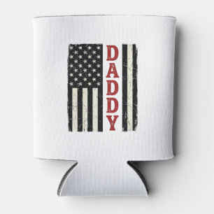Distressed Daddy American Flag Shirt Design_1 Can Cooler