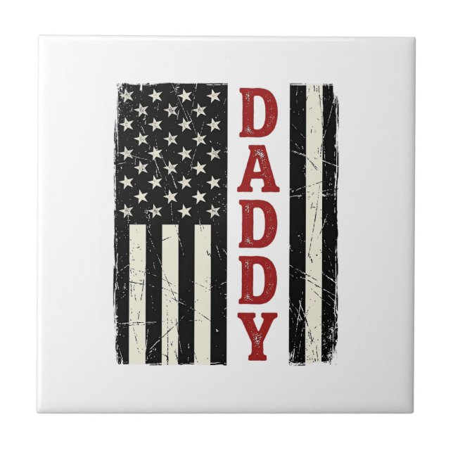 Distressed Daddy American Flag Shirt Design_1 Tile (Front)
