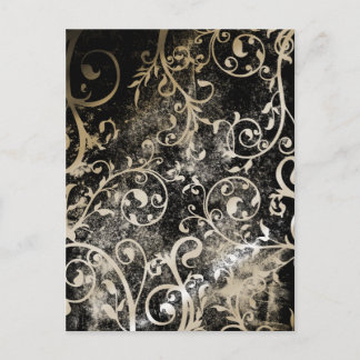 Distressed Damask Gothic Grunge Wedding Shower Inv Invitation Postcard