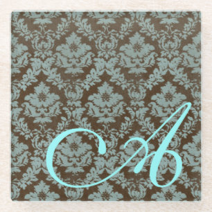 Distressed Damask Personalised Glass Coaster