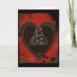 Distressed Dark Red Celtic Heart Card