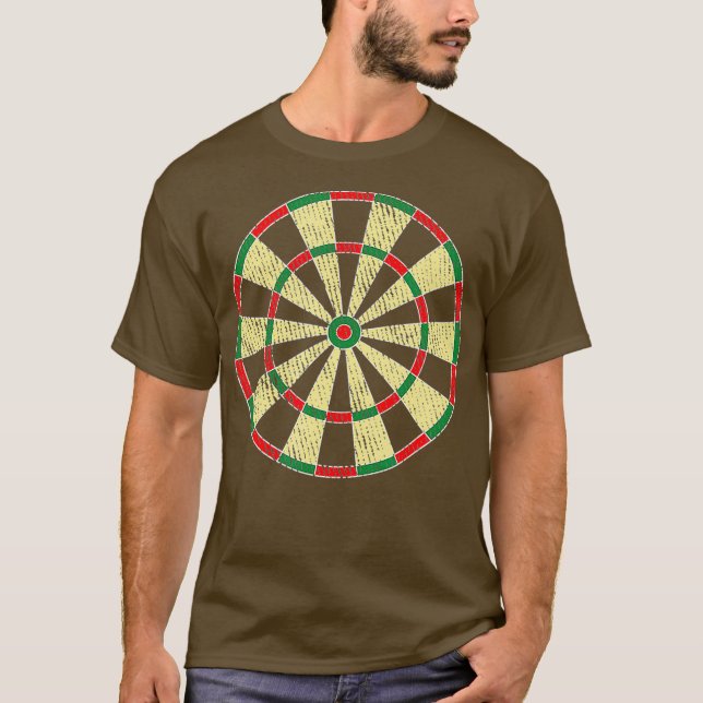 Distressed dart board - darts player T-Shirt (Front)