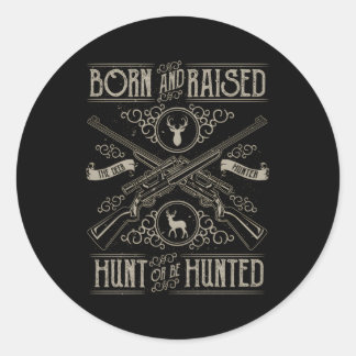 Distressed Deer Hunter Rifle Hunting Classic Round Sticker
