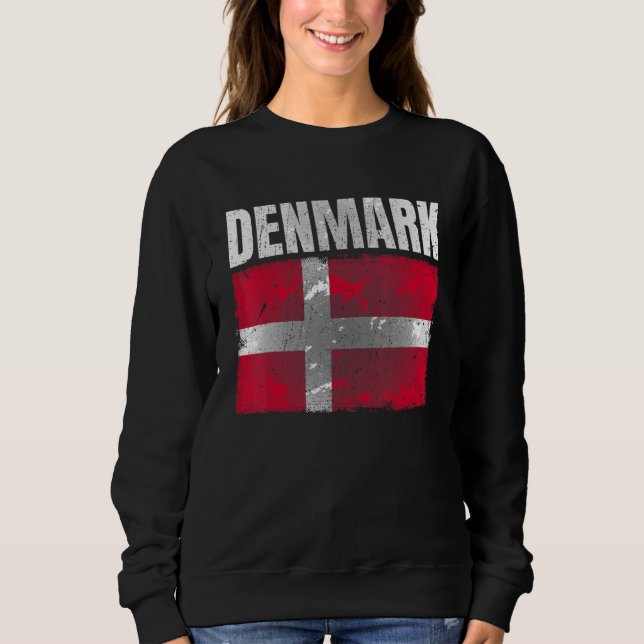Distressed Denmark Flag Graphic For Men Women Kids Sweatshirt (Front)
