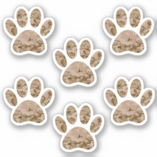 Distressed Desert Camo Dog Paw Print