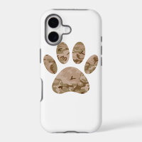 Distressed Desert Camo Dog Paw Print