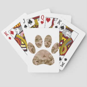 Distressed Desert Camo Dog Paw Print Playing Cards