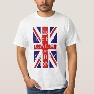 DISTRESSED DESIGN Keep Calm and Carry on U.K. FLAG T-Shirt