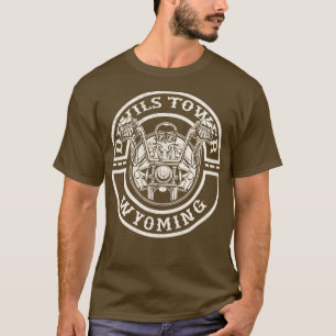 Distressed Devils Tower Wyoming Motorcycle Biker R T-Shirt