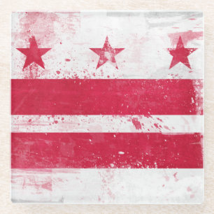 Distressed District of Columbia Flag Glass Coaster
