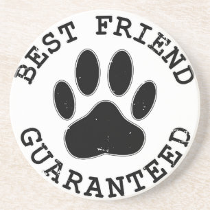 Distressed Dog Paw Best Friend Guaranteed Coaster