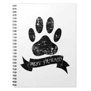 Distressed Dog Paw With Ribbon Spiral Notebook