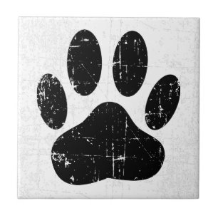 Distressed Dog Pawprint Canine Paw Tile