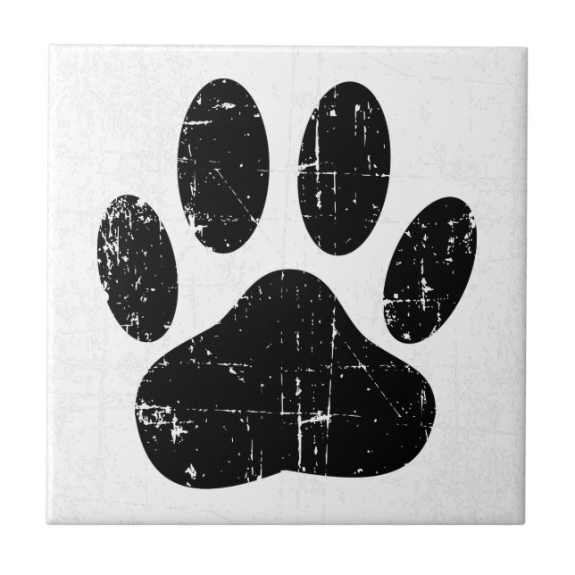 Distressed Dog Pawprint Canine Paw Tile (Front)