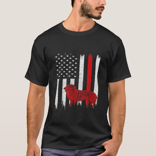 Distressed dog With American Flag T-Shirt (Front)