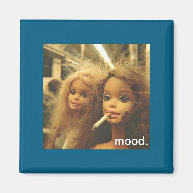Distressed Doll Face Meme Premium Magnet (Front)