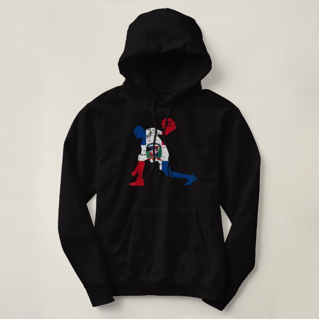 Distressed Dominican Flag - Dominican Republic Bas Hoodie (Design Front)