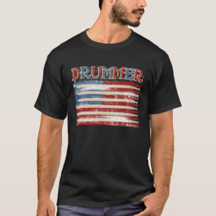 Distressed Drum Stick USA Flag Drummer Tees Gifts
