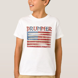 Distressed Drum Stick USA Flag Drummer Tees Gifts