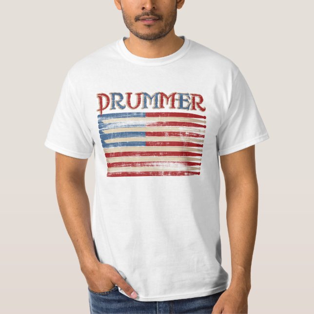 Distressed Drum Stick USA Flag Drummer Tees Gifts (Front)