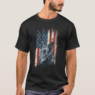 Distressed Dutch Shepherd American Flag Patriotic T-Shirt