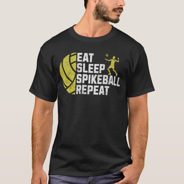 Distressed Eat Sleep Spikeball Repeat T-Shirt (Front)