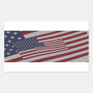 Distressed Effect Nested USA Flags Stars & Stripes Rectangular Sticker