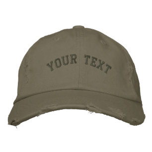 Distressed Embroidered Cap Olive Green