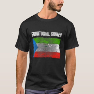 Distressed Equatorial Guinea Flag Print Men Women  T-Shirt