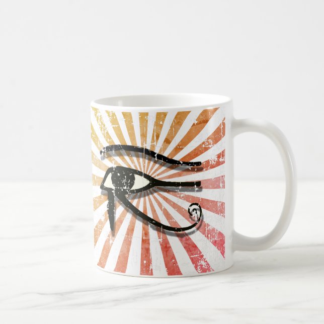 Distressed Eye Of Horus  Egyptian Symbol Retro Sun Coffee Mug (Right)