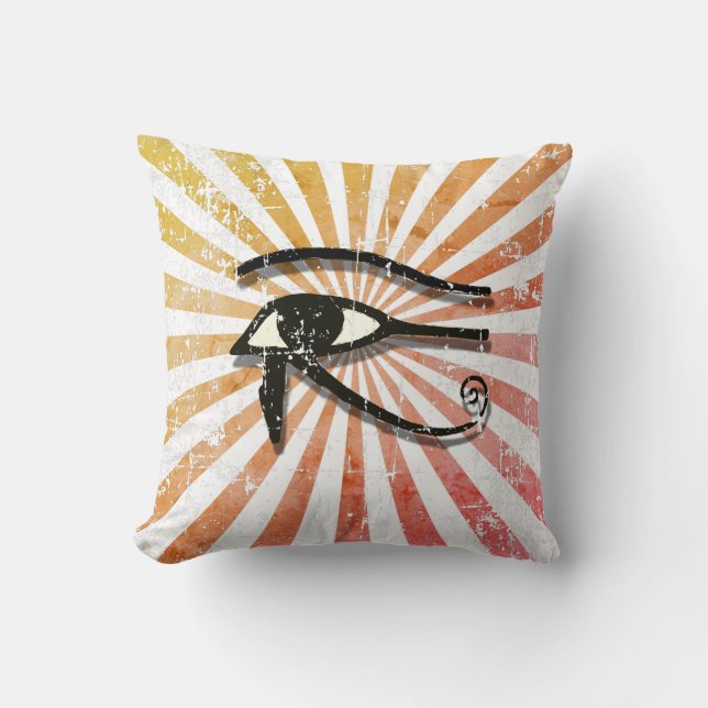 Distressed Eye Of Horus Egyptian Symbol Retro Sun Cushion (Front)