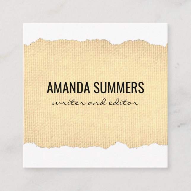 Distressed Fabric Square Business Card (Front)