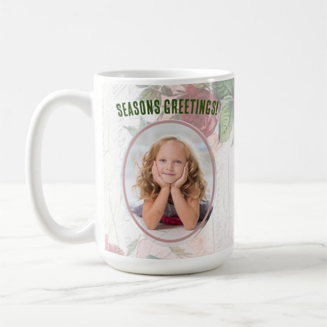 Distressed Faded Red Roses Writing on Paper Coffee Mug (Left)