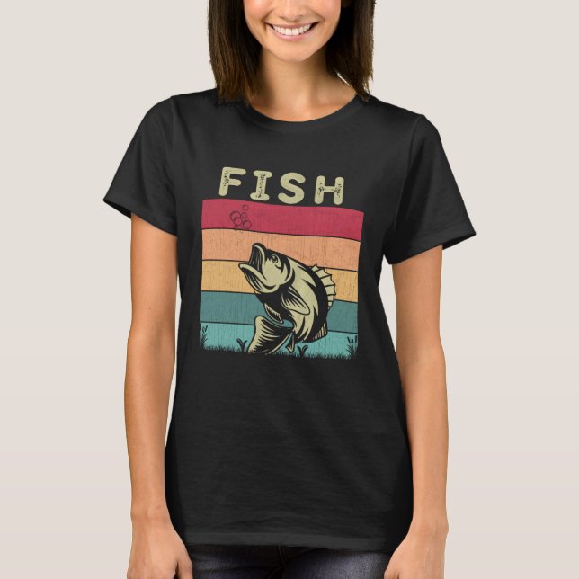 Distressed Fish  Boys Girls Retro Style Fish T-Shirt (Front)