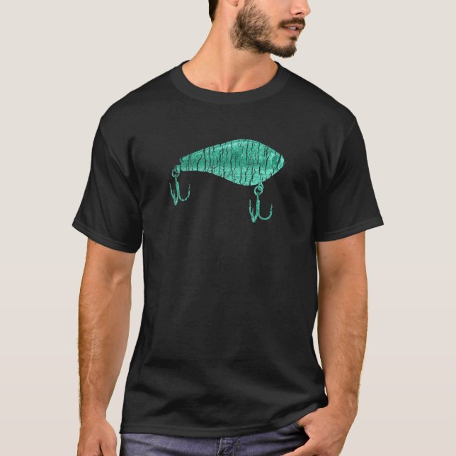 Distressed Fishing Lure Teal T-Shirt (Front)