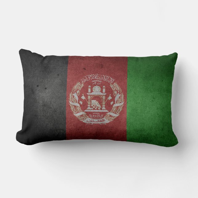 Distressed Flag of Afghanistan Lumbar Cushion (Front)