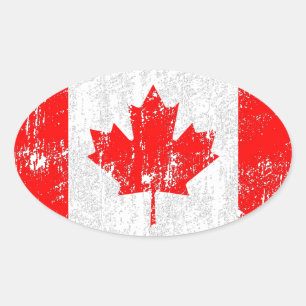 Distressed Flag Of Canada Oval Sticker