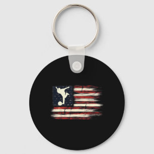 Distressed Flag Patriotic Gift For Bowlers Bowling Key Ring