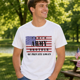 Distressed Flag Patriotic Proud Army Brother  T-Shirt