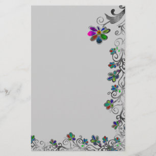 Distressed Floral Border Stationery