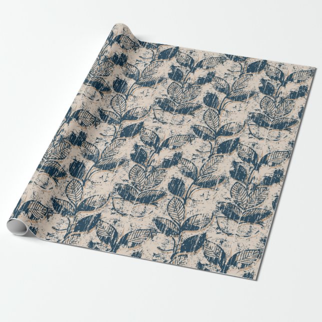 Distressed Floral Pattern Wrapping Paper (Unrolled)
