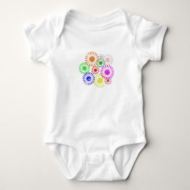 Distressed Flower Burst Baby Bodysuit (Front)
