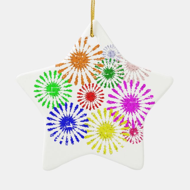 Distressed Flower Burst Ceramic Tree Decoration (Front)