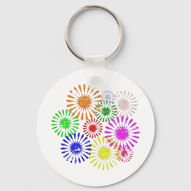 Distressed Flower Burst Key Ring (Front)